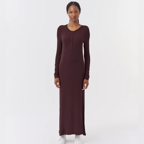 ATM Anthony Thomas Melillo - Modal Rib Long Sleeve Maxi Dress - Chocolate - Picture 3 of 4